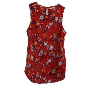 Abercrombie & Fitch red floral sleeveless blouse